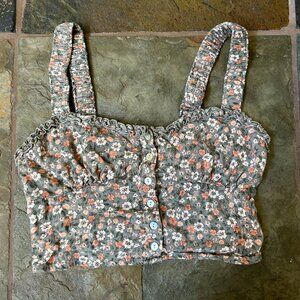 Green Floral Crop Top